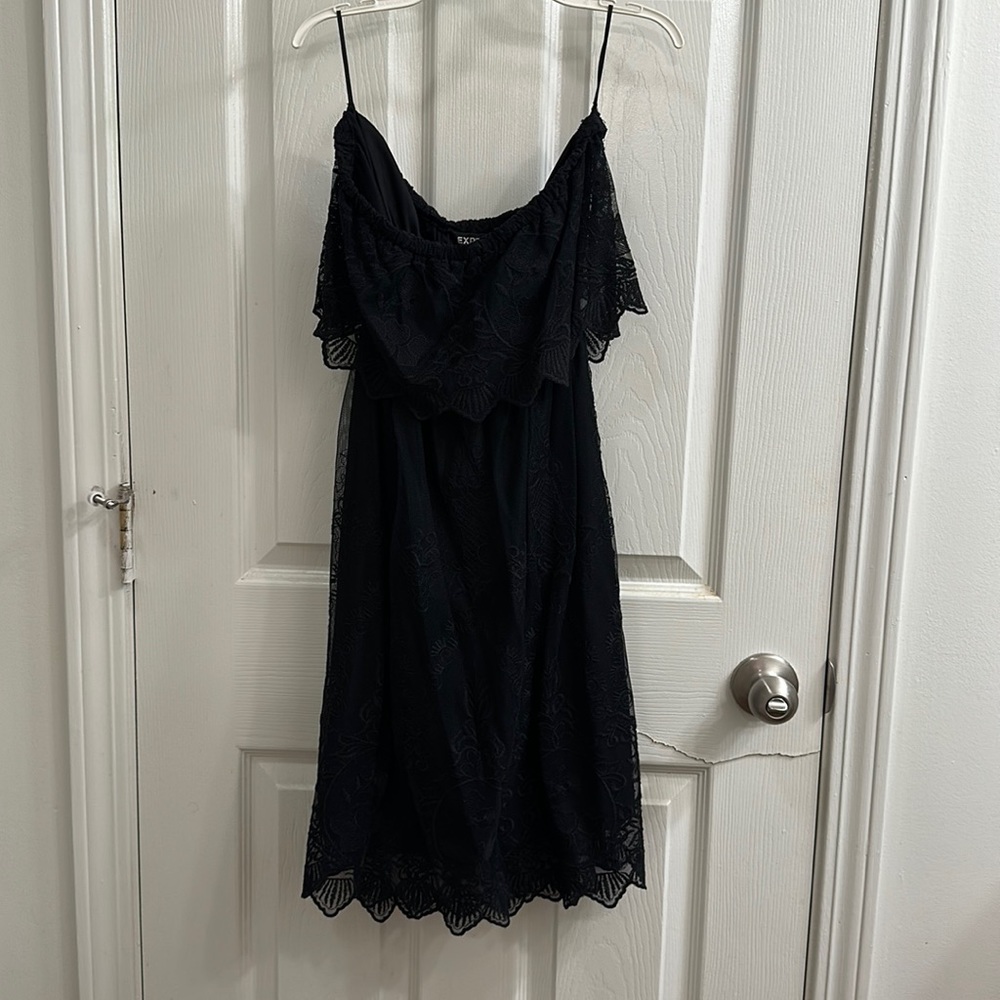 Small, Black, strapless express dress.